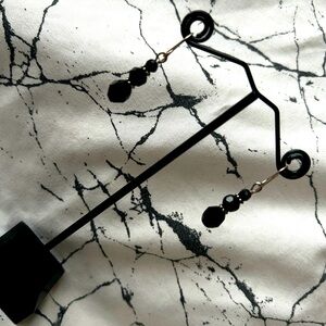 Black Bead Dangle Earrings